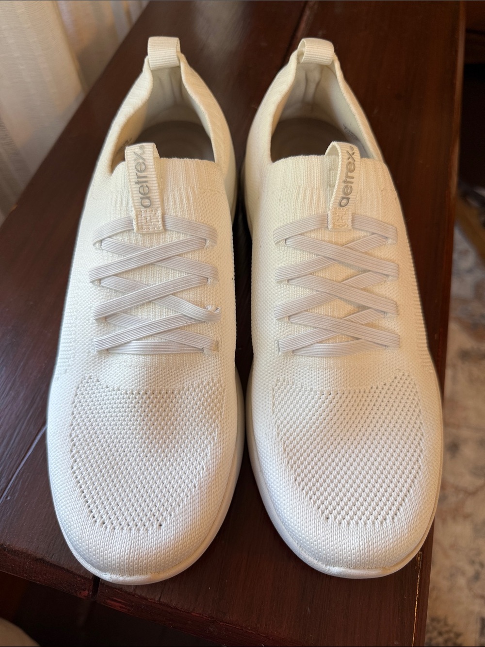 Aetrex Jocelyn Knit Slip-On Sneakers in white featuring a breathable knit upper